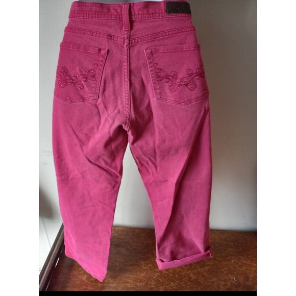 Riders By Lee Crop Capri Jeans Women's Dark Pink Embellished Pockets Sz Petite 4 - Picture 11 of 16